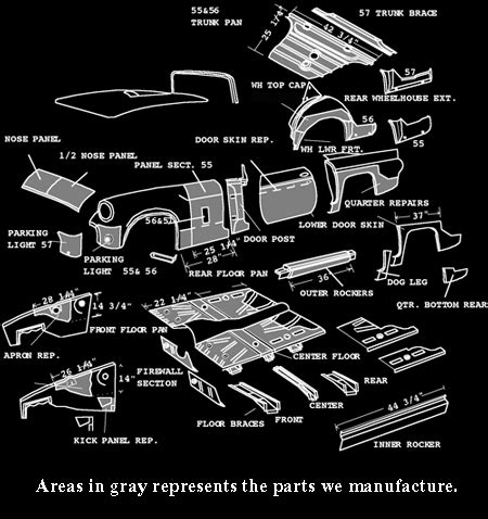 1955 thunderbird sheet metal|ford thunderbirds metal panels.